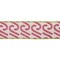 LaRibbons 4" - 2 1/2" Wired Jacquard Ribbon | Candy Cane on Pink w/ Dupioni Backing | 5 Yard Roll